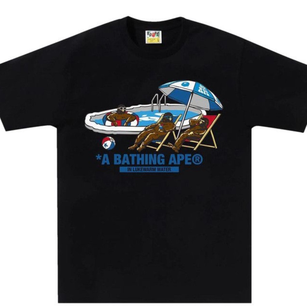 Bape Black Tee with Poolside Graphic